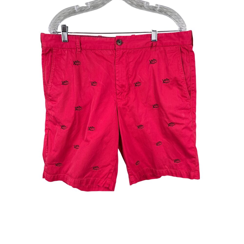 Southern Tide Men's Shorts Size 36 Red Fish Embroidered‎ Summer Casual